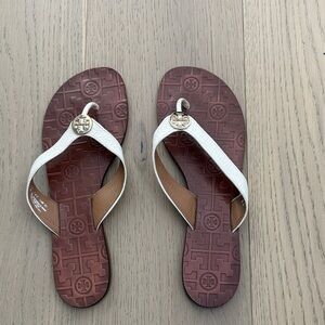 Tory Burch Cream and Brown Sandals